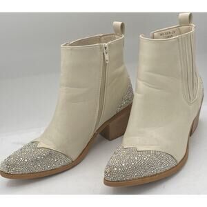 Women's Pierre Dumas Glitz Western Ankle Boots Cream Size 9